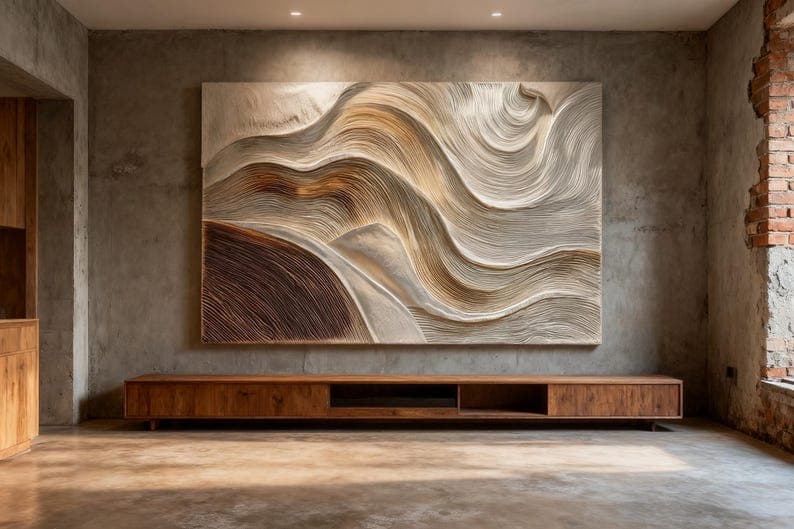 Wabi-Sabi hand-painted art in an interior